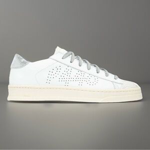 P448 John Low Top Casual White Sneakers Sparkle Metallic Suede Shoes EU 43 US 10